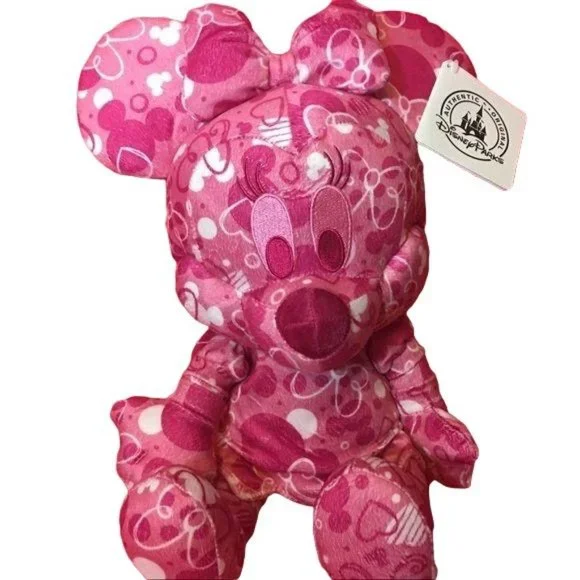 Disney Parks Pink Minnie Mouse Hearts Bows Plush - Picture 2 of 8